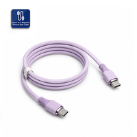 Cable de Datos Magnético de Silicona Tipo-C a Tipo-C de Alta Velocidad de 100W, Color Morado, Resistente a 20000X Curvaduras, 30 # 4C+24 # Cable 4C para Macbook