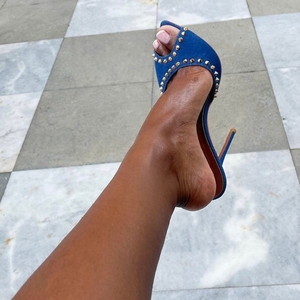 Sandali con Tacco Eleganti <span class=keywords><strong>Scarpe</strong></span> con Punta Aperta Bellissimi Strass di Lusso Designer Tacchi Alti Sensuali in Camoscio per Zapatos De Mujer - Product Image 5