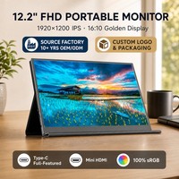 Moniteur portable USB Type-C 12,2 pouces, Plug and Play, 2K IPS, VESA, double haut-parleur, écran externe pour ordinateur portable PC