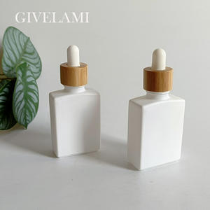 ขวดบรรจุภัณฑ์เครื่องสำอาง 15 มล. 30 มล. 50 มล. 100 มล. ทรงเหลี่ยม สีขาวด้าน ทำจากแก้ว สำหรับน้ำมันหอมระเหย พร้อมฝาไม้ไผ่ - Product Image 4