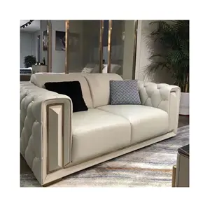 Sofa Italia/Amerika, Set Sofa Kulit Microfiber Mewah Modern 1 + 2 + 3 Tempat Duduk untuk Ruang Tamu