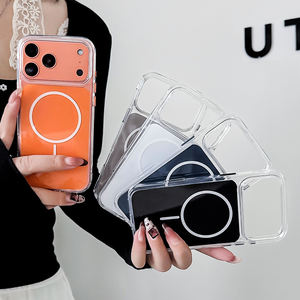 Nueva Funda de Teléfono Transparente Simple y Moderna con Anillo Magnético a Prueba de Golpes para PC, Color Puro, para 17 Pro Max - Product Image 3