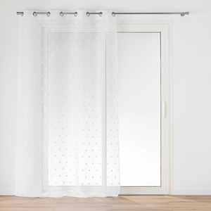 LÍNEA POMPINOU - Cortina con Ojales Blancos de 140x280 cm con Pompones - Product Image 1