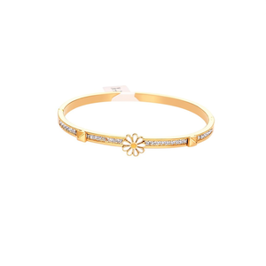 Fashion Bangle 316L Stainless Steel PVD Gold Plating <b>Daisy</b> Charm Crystal Inlay Women's Jewelry - Product Image 2