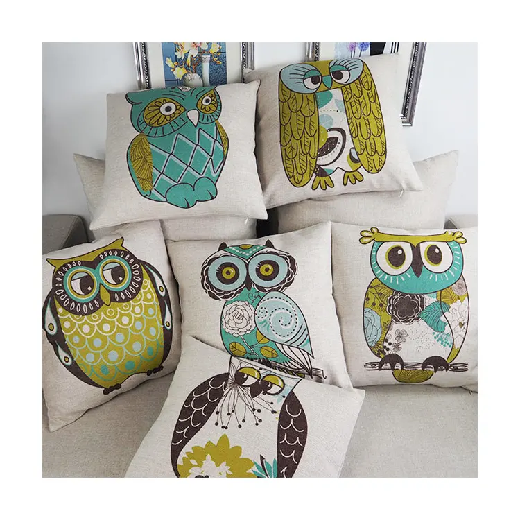 Throw pillow plain pattern pillow case personalized custom digital owl printed cushion cover