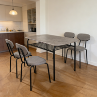 Ensemble de salle à manger simple avec table en MDF+PVC et 4 chaises, pour intérieur, modèle DS-116-E