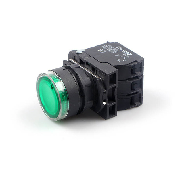 10mm Momentary XB4 Green Metal ABS LED Elevator Push Button Switch 16A 24V Full Illuminated IP44