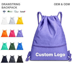 Wholesale Drawstring Bags Polyester Drawstring Backpack Factory Custom Logo Cinch Backpack Gym Sports Daypack 12 Colors 4 Sizes - Product Image 1