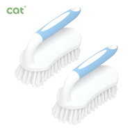 Brosse de nettoyage de sol de salle de bains de douche en plastique de vente chaude avec gommage et poignée durables