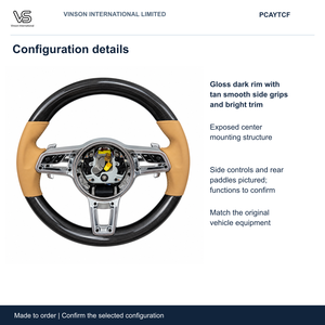 Volant en fibre de carbone pour PORSCHE Cayenne, configuration sélectionnée avec centre ouvert PCAYTCF - Product Image 2
