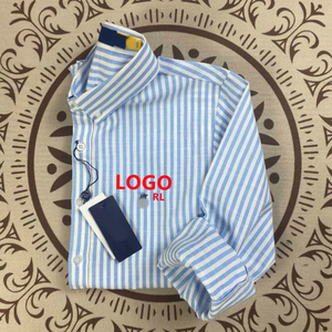 <span class=keywords><strong>Camicia</strong></span> Formale a <span class=keywords><strong>Righe</strong></span> a Maniche Lunghe 100% Cotone per <span class=keywords><strong>Uomo</strong></span> # <span class=keywords><strong>Camicia</strong></span> Casual con Bottoni e Logo Ricamato RL # RL-2249 - Product Image 2