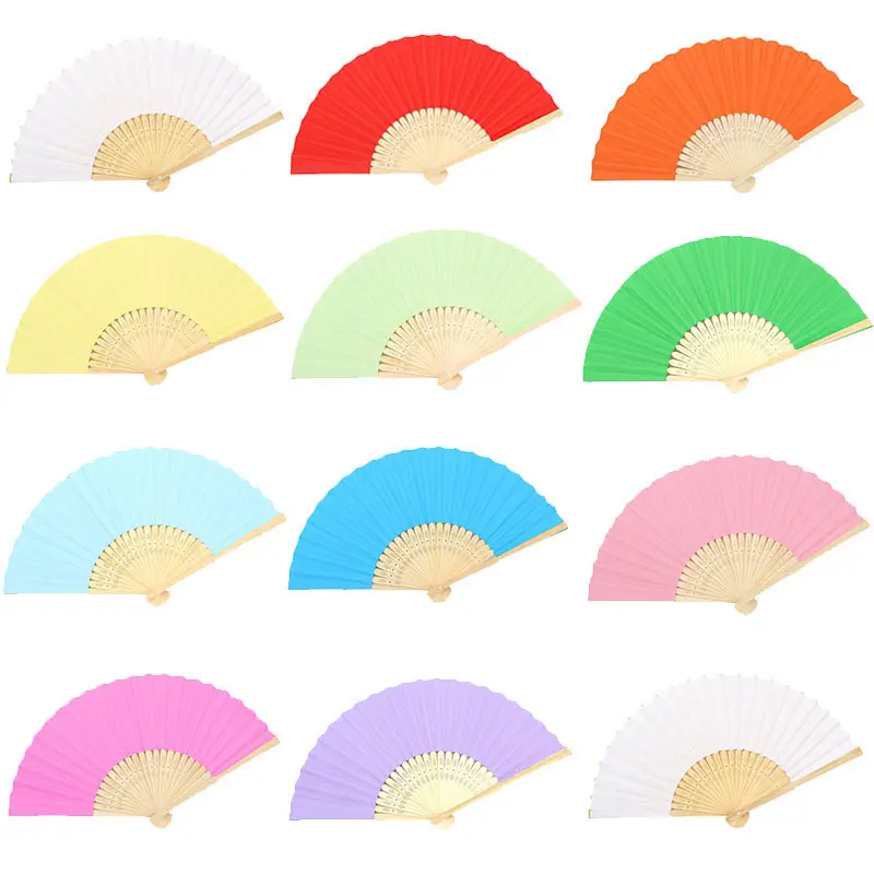 handheld paper customization fan wholesale paper folded hand fan promotion wedding printed paper fan bamboo with logo