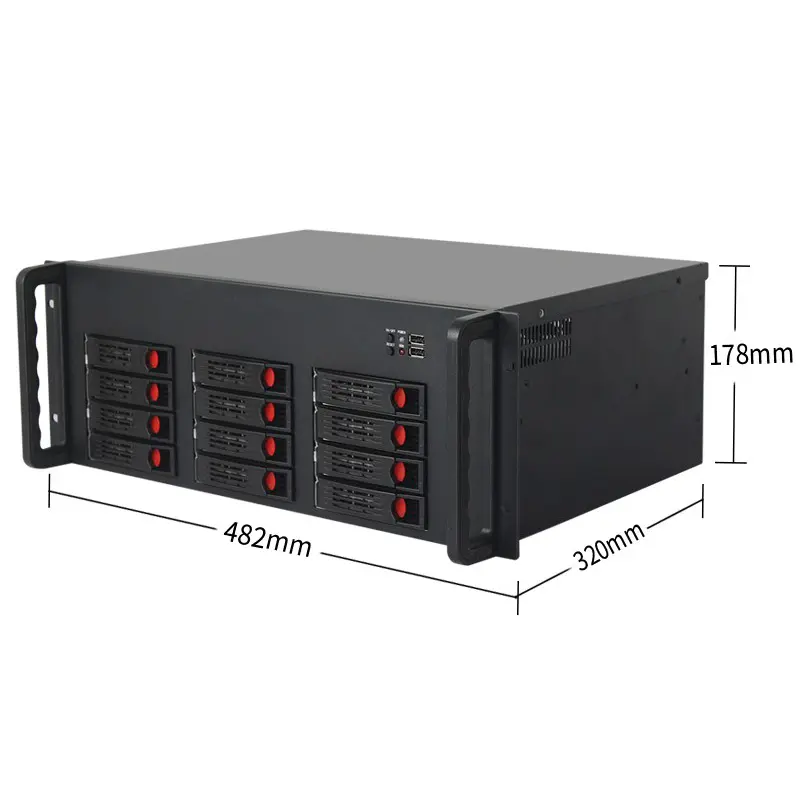 Casing Server Nas 12 Bay IPFS untuk Penyimpanan Jaringan Hotswappable 19 Inci Industri 4u Pc Chassis dengan HDD 3.5"