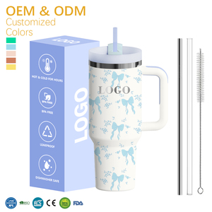 Vaso de Viaje de Acero Inoxidable de 20 oz, 30 oz, 40 oz con Logotipo Personalizado, Doble Pared, Aislamiento al Vacío, 100% Hermético, con Asa - Product Image 1