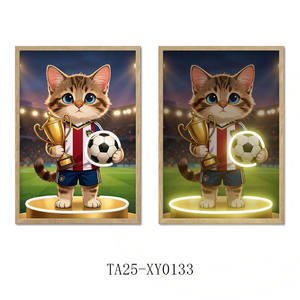 Art mural en MDF avec impression UV néon <span class=keywords><strong>aquarelle</strong></span> sur le thème du football, animaux mignons, décoration de chambre 40x30cm - Product Image 4