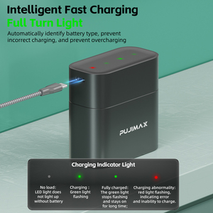 Caricabatterie Intelligente PUJIMAX per Batterie <span class=keywords><strong>AA</strong></span> al <span class=keywords><strong>Litio</strong></span>, Caricatore Rapido con 4 Batterie <span class=keywords><strong>AA</strong></span> 3400mWh Li-ion Incluse - Product Image 3