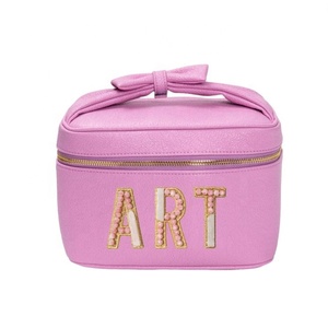 Fascinant chenille grand étui de beauté avec poignée en cours d'exécution douce trousse de toilette haut de gamme vanité de voyage pour maquillage artiest - Product Image 3