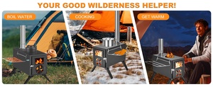 <span class=keywords><strong>Estufa</strong></span> Portátil para Tienda de Campaña para Acampar en Invierno - Calentador de Leña Compacto de Acero Inoxidable con Tubo de Chimenea - Product Image 3