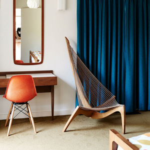 Fauteuil Harpe Moderne du Milieu du Siècle en Bois Massif, Fauteuil d'Appoint Sculptural de Designer avec Corde pour Salon et Hall d'Hôtel - Product Image 3