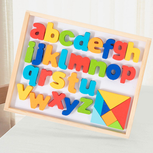 เกมแทงแกรมจับคู่ตัวเลขและตัวอักษรสองด้านแบบขายส่ง กระดานวาดเขียนสำหรับเด็ก บล็อกไม้ร้อยเชือก - Product Image 6