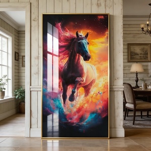 Decoración de Pared de Porcelana de Cristal con Diseño de Caballos y Nubes Coloridas para la Entrada del Salón, Decoración del Hogar Personalizada al por Mayor - Product Image 5