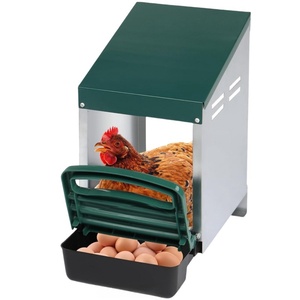 Poulailler en métal avec compartiment coulissant, nichoir, perchoir et couvercle - Cage pour animaux - Product Image 4