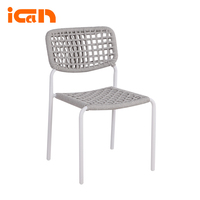 Chaise de patio tissée par meubles de restaurant de chaises sans accoudoirs de jardin extérieur gris imperméable