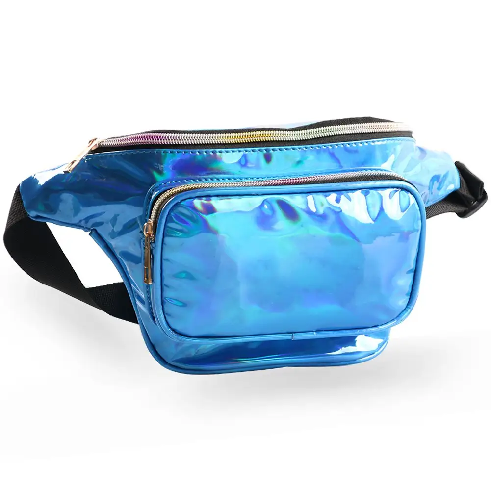 Promotion Holographic Fanny Pack for Women Men Water Resistant Crossbody Waist Bag Pack with Multi-Pockets Adjustable Belts