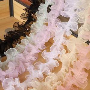 11CM eco-friendly motivo animale con perline Tulle rifiniture in pizzo Lolita in Organza con bordi da festa abbigliamento borse decorazione floreale - Product Image 1