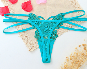 С низкой посадкой сексуальные кружевами и украшением в виде бабочки стринги женские трусики-стринги - Product Image 6