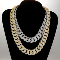 Chaîne cubaine Hip Hop 24 mm à maillons bulles, entièrement sertie de zircons, collier et bracelet pour homme, bijoux de mode pour fêtes, rappeurs, vente en gros