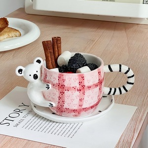 Wholesale 3D Koala Ceramic Mug Cute Rabbit Coffee <b>Cup</b> and <b>Saucer</b> Personalized Tea <b>Cup</b> Set - Product Image 3