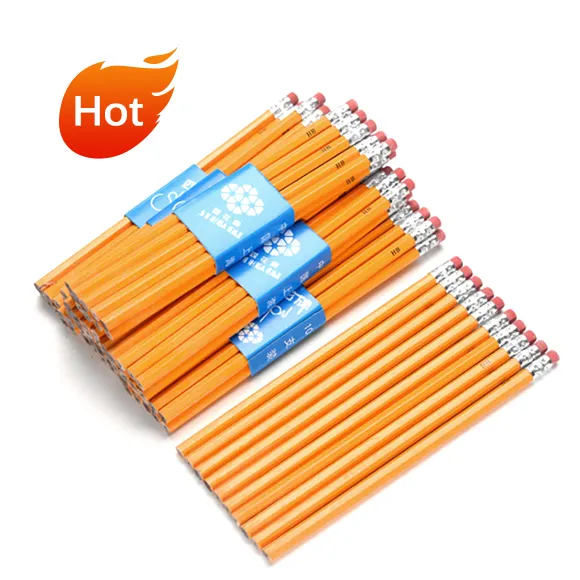 BECOL vente en gros de fournitures de papeterie scolaire crayons standard crayon en bois HB avec logo personnalisé imprimé pour les enfants