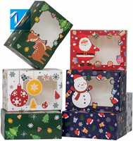 Boîtes à biscuits de Noël, boîte à pâtisserie avec fenêtre pour pâtisseries, cupcakes, bonbons, friandises de boulangerie de fête et cadeaux de fête