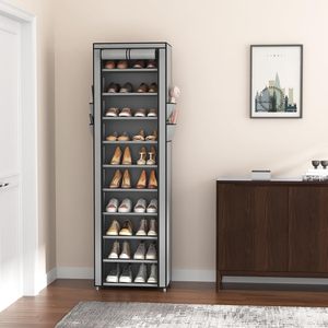 Modernes Mehrstöckiges Eisenregal zur Aufbewahrung von Schuhen und Kleidung mit 10 Regalen, Staubdichter Freistehender Kleiderschrank - Product Image 1