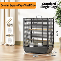 Cage à oiseaux carrée en métal standard de 18 pouces avec dessus ouvert interactif, grande cage à perroquets, volière moderne noire pour calopsites