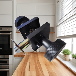 Set di Maniglie per Serrature a Mortasa con Rosetta Decorativa Moderna, Servizi di Pressofusione, Manopola Zigrinata in Lega di Zinco Nero Zincato - Product Image 1