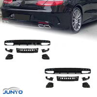Lèvre de pare-chocs arrière Junyo noir brillant pour Mercedes Benz W217 Classe S, style AMG, avec embouts d'échappement et kit carrosserie