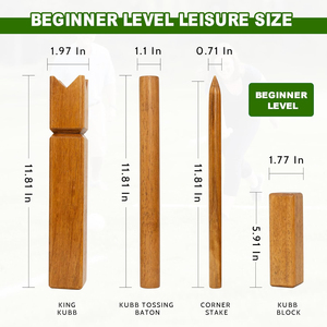 Jeu de Kubb en bois de caoutchouc avec sac de transport, <span class=keywords><strong>échecs</strong></span> vikings géants à lancer en plein air pour enfants et <span class=keywords><strong>d</strong></span>ébutants - Product Image 2