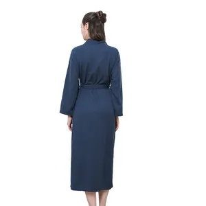 Sunhome Factory Price Women Large Size Bath Robes For Hotel Blue Waffle Bathrobe Thin Cozy Kimono