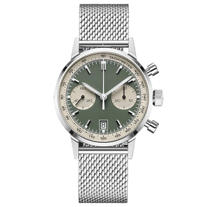 Montre pour homme en acier inoxydable doré brillant classique de luxe avec logo de marque personnalisé, chronographe avec bracelet en cuir de vache, étanche 50 m U3009 - Product Image 6