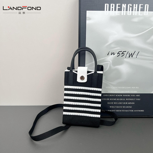 Borsa a tracolla a tracolla in poliestere Landfond Versatile in maglia per cellulare con cuciture a contrasto di colore nuove alla moda - Product Image 3