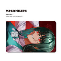 Autocollants pour cartes de crédit Magic Shark en matériau 3M, personnalisés, mignons, dessins animés, anime, petites paillettes