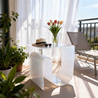 Table basse d'appoint moderne de luxe en acrylique blanc nordique, mobilier unique pour salon, hôtel, chambre et bureau à domicile, directement de l'usine