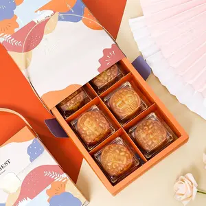 C Free Design Luxury Feeling Holicholic Chinese Portable Egg-yolk Puff Baked Food Hexagonal Grid Gift Box Degradable Packing B