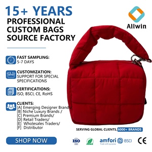 Sac à main matelassé mini pour femme, pochette de soirée tendance en nylon et coton avec fermeture éclair, portable et suspendable - Product Image 1