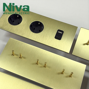 Interrupteurs à bascule en laiton Niva, norme européenne, panneau métallique, solution de prise murale électrique, boîte ronde européenne, France, Allemagne - Product Image 4