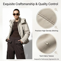 Veste matelassée à capuche pour femme, personnalisable, chaude, respirante, coupe-vent, avec logo imprimé, 200g-250g, manches longues, tissu polyester
