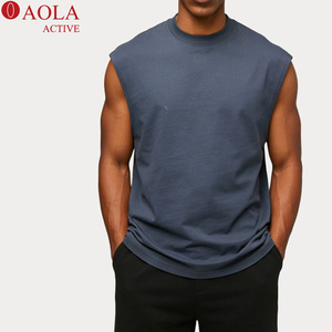<span class=keywords><strong>Gilet</strong></span> court ample pour homme, en coton à séchage rapide, sans manches, pour le sport et la remise en forme, avec logo imprimé, taille surdimensionnée - Product Image 1