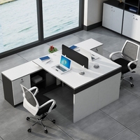 Ensemble de tables de bureau modulaires modernes pour 2 à 4 personnes, poste de travail convertible en forme de T, cloison de séparation, protection environnementale E1